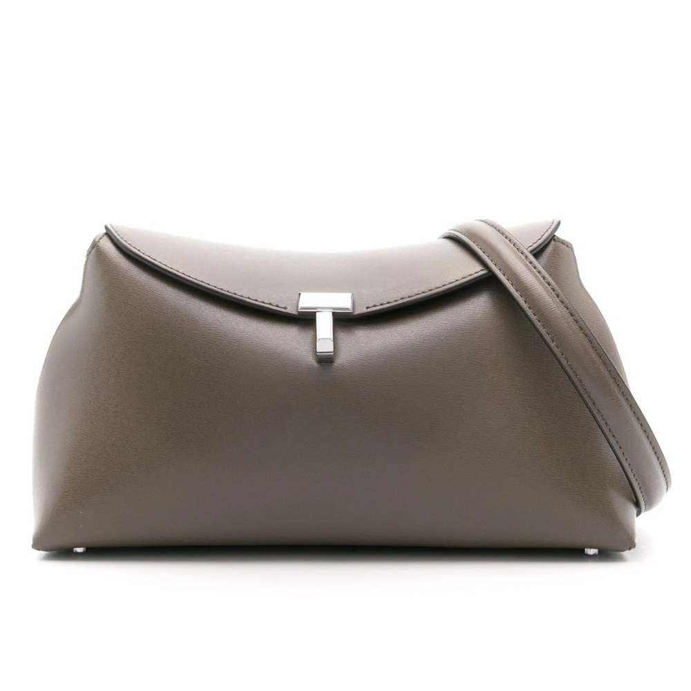 Toteme T-Lock leather clutch in Ash